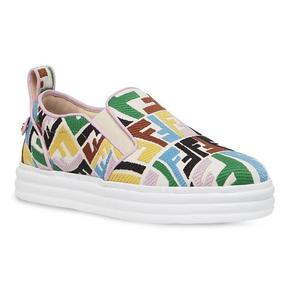 Fendi Vertigo Multicolor FF Logo Platform Low Top Trainer Slip On Sneaker 36 - Picture 2 of 12